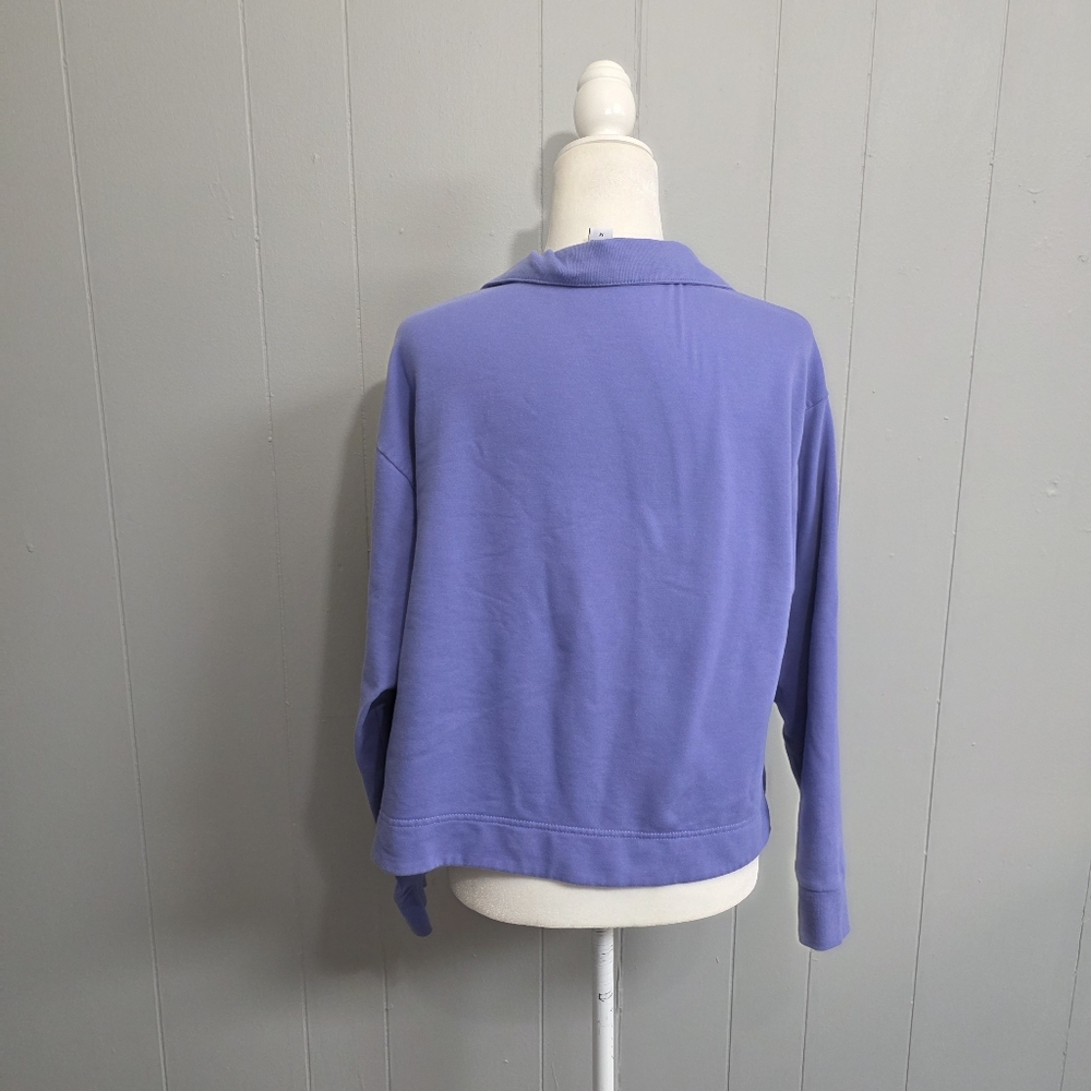 Athleta Retroterry Dark Adonis Purple Polo Sweatshirt Cozy Athletic Size M - Picture 9 of 13